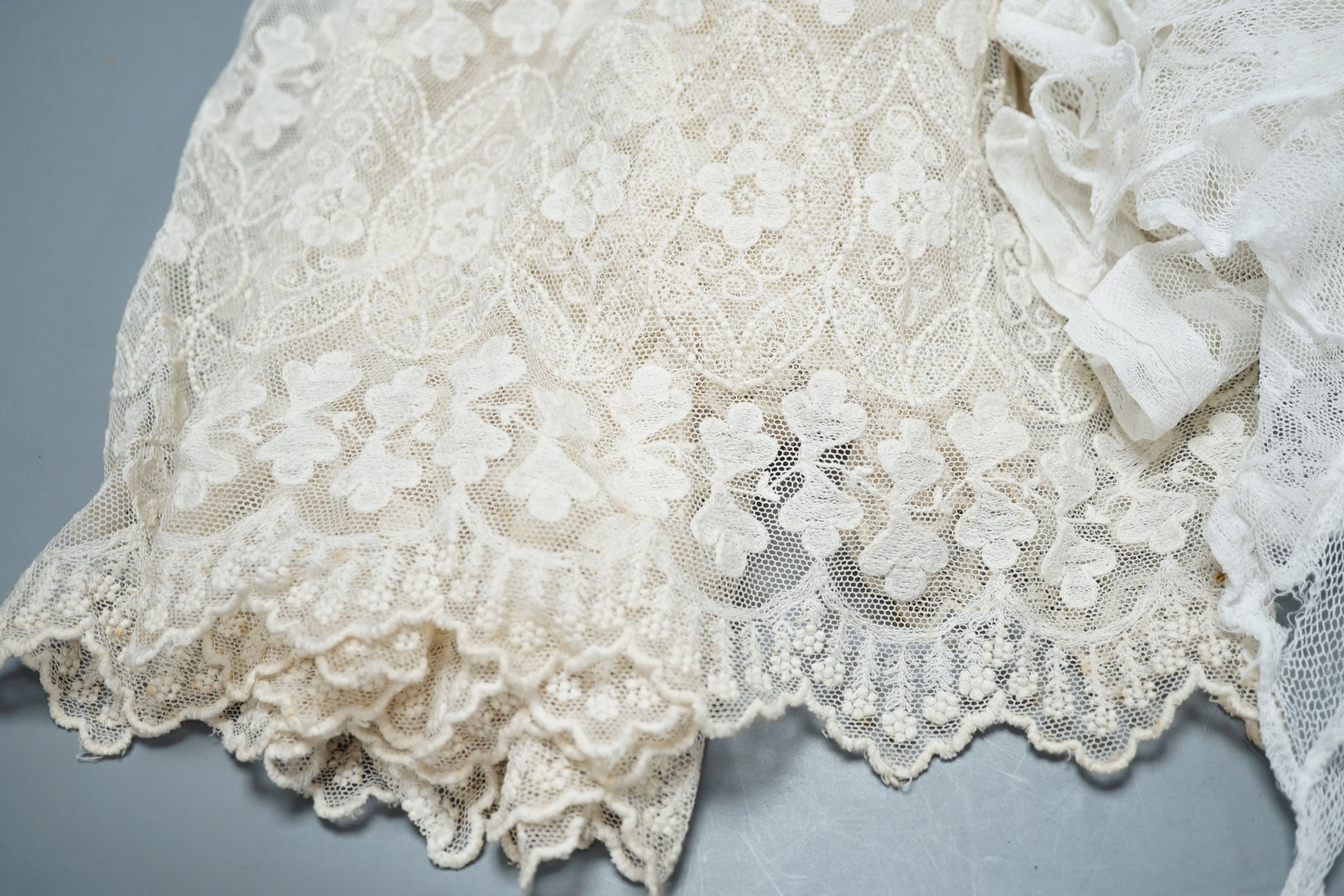 A lace jacket and five fine net and lace Edwardian ladies blouses.